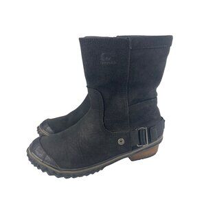 Sorel Women's Size 6 Black Suede Slim Shortie Block Heel Boot